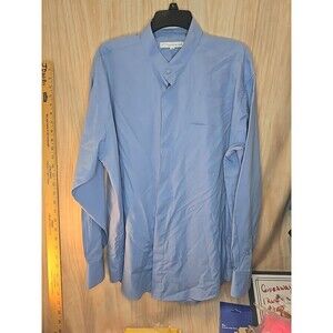Damante Couture Mens Long Sleeve Dress Shirt Size XL  BLUE Mandarin Collar